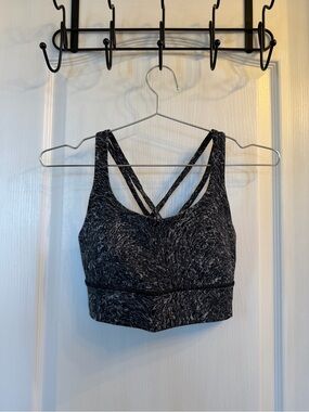 Lululemon Black Marble Print Strappy Sports Bra